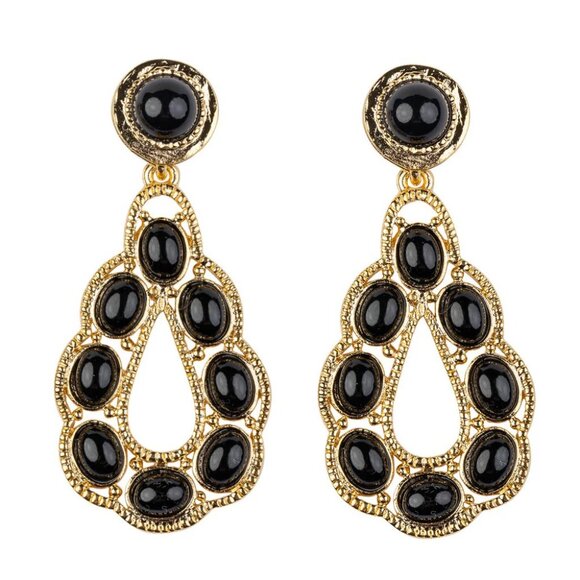 Kenneth Jay Lane, White Cabochon Drop Pierced Earrings